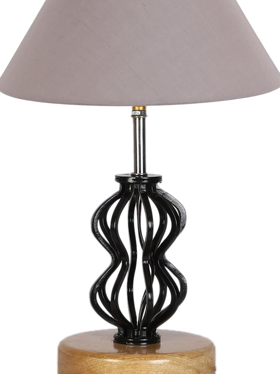 Grey Cotton Table lamp with Wood & Iron Base(74)