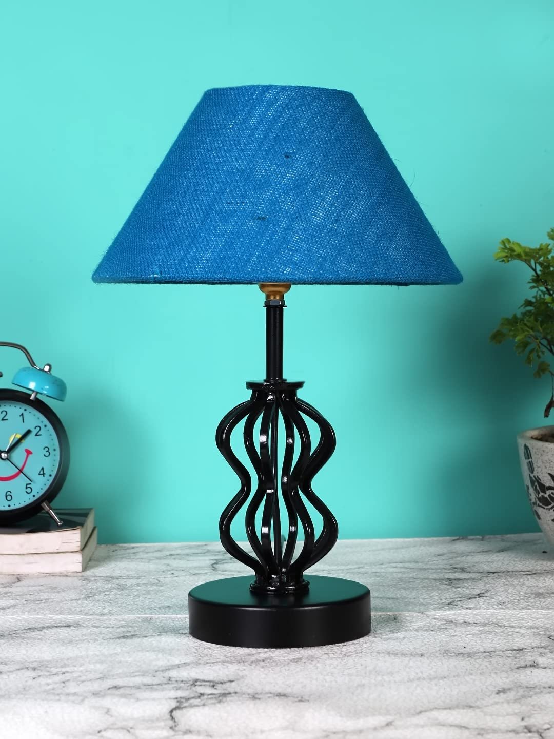 Turquoise Jute Table lamp with Iron Base(97)