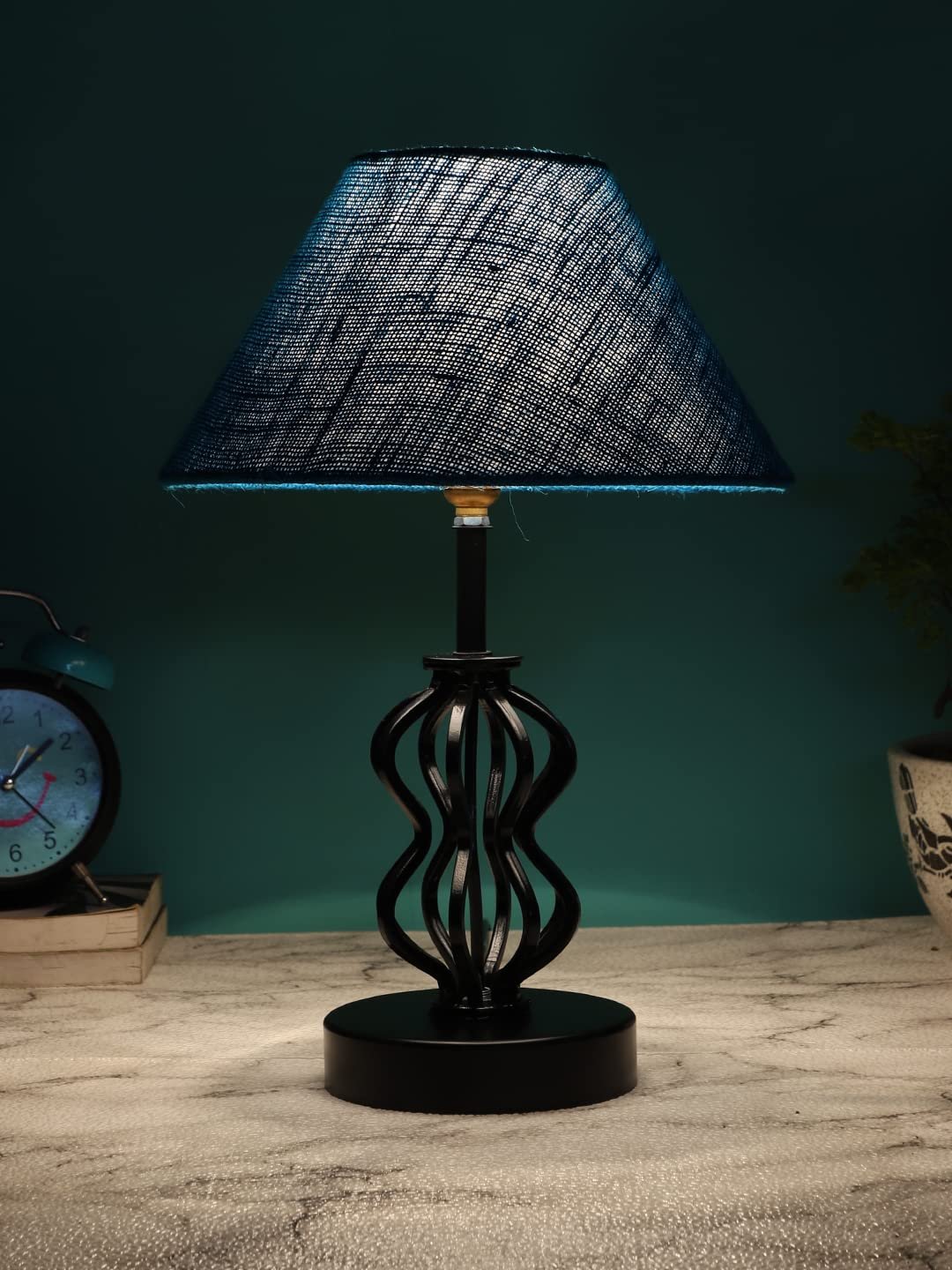 Turquoise Jute Table lamp with Iron Base(97)