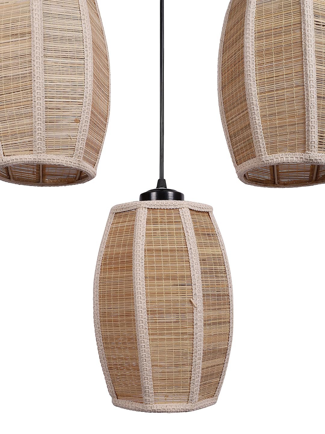 Dholak Bamboo Cluster Hanging lamp (15X3.5X20) Inches