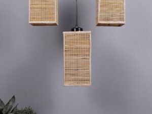 Square Bamboo Square Hanging lamp (15X3.5X20) Inches