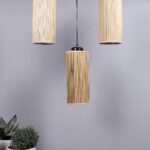 Round Bamboo Round Hanging lamp (15X3.5X20) Inches