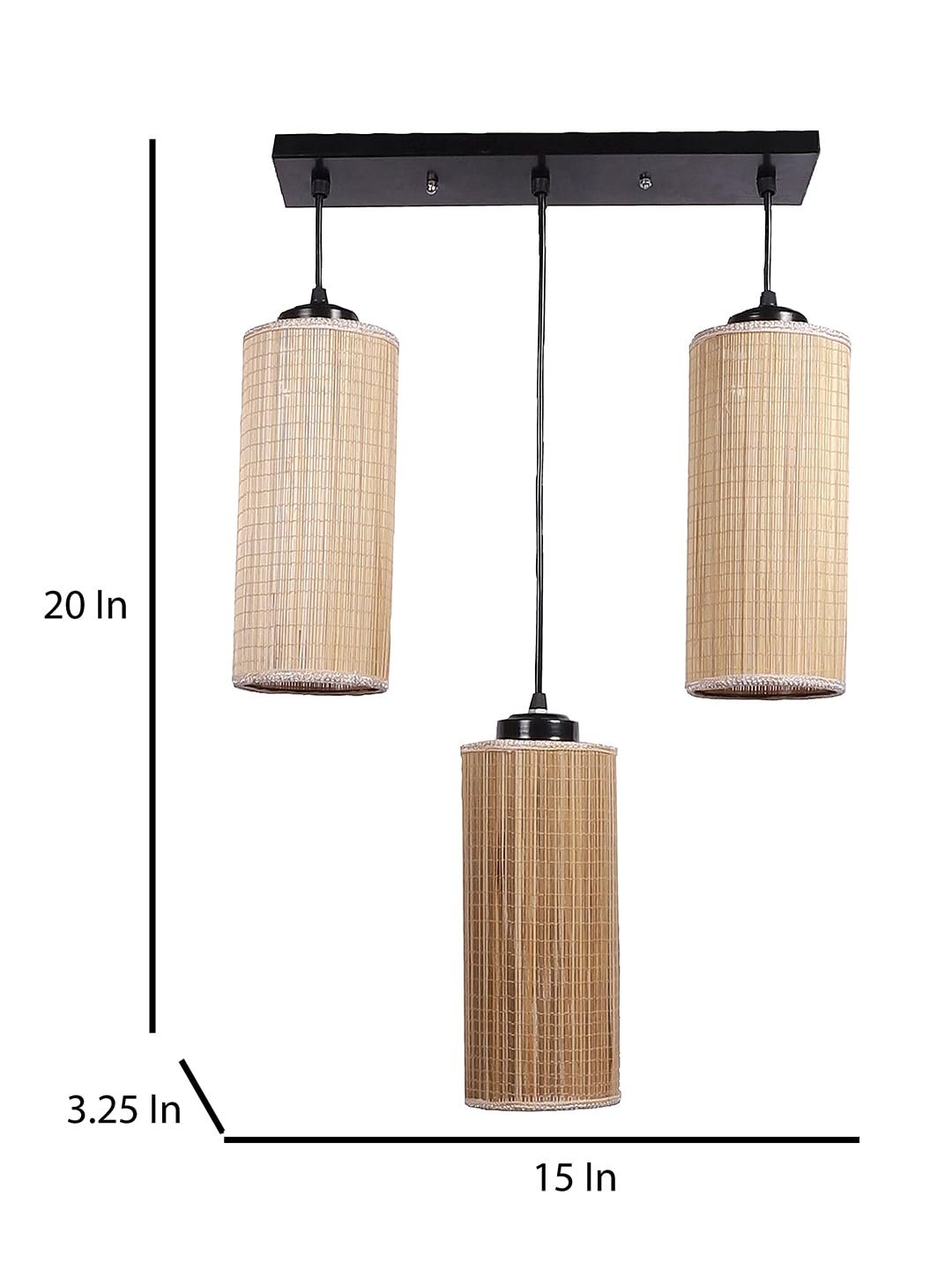 Round Bamboo Round Hanging lamp (15X3.5X20) Inches