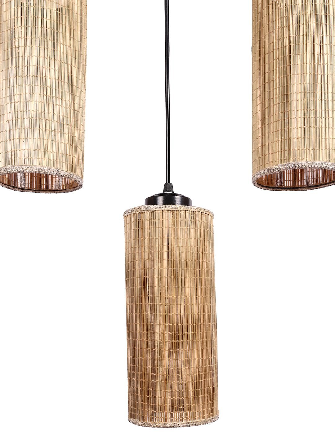 Round Bamboo Round Hanging lamp (15X3.5X20) Inches