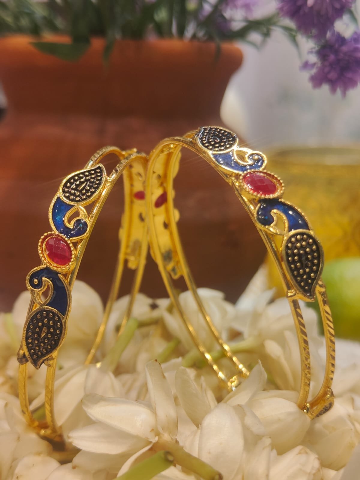PEACOCK MEENAKARI BANGLES(SET OF 2 BANGLES)