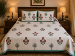 Mughal Garden Bed cover with 2 pillow covers set