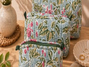 Hand Printed 3-in-1 Quilted Travel Pouch Set