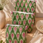 Hand Printed 3-in-1 Quilted Travel Pouch Set
