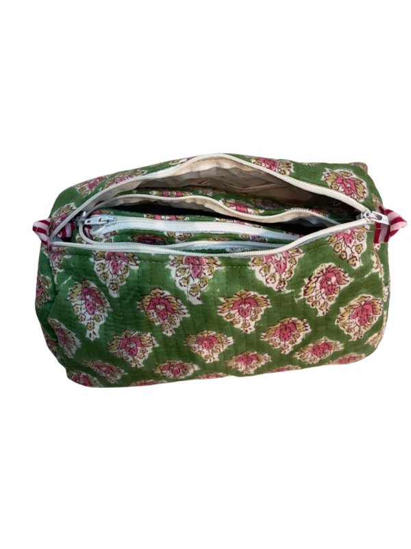 Hand Printed 3-in-1 Quilted Travel Pouch Set