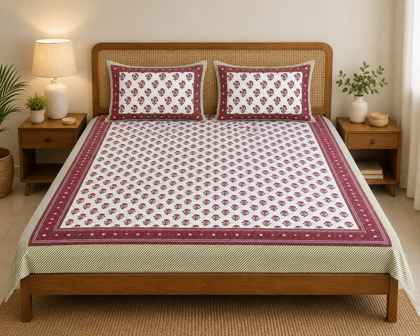 Phulwari Bedsheet with 2 pillow covers set