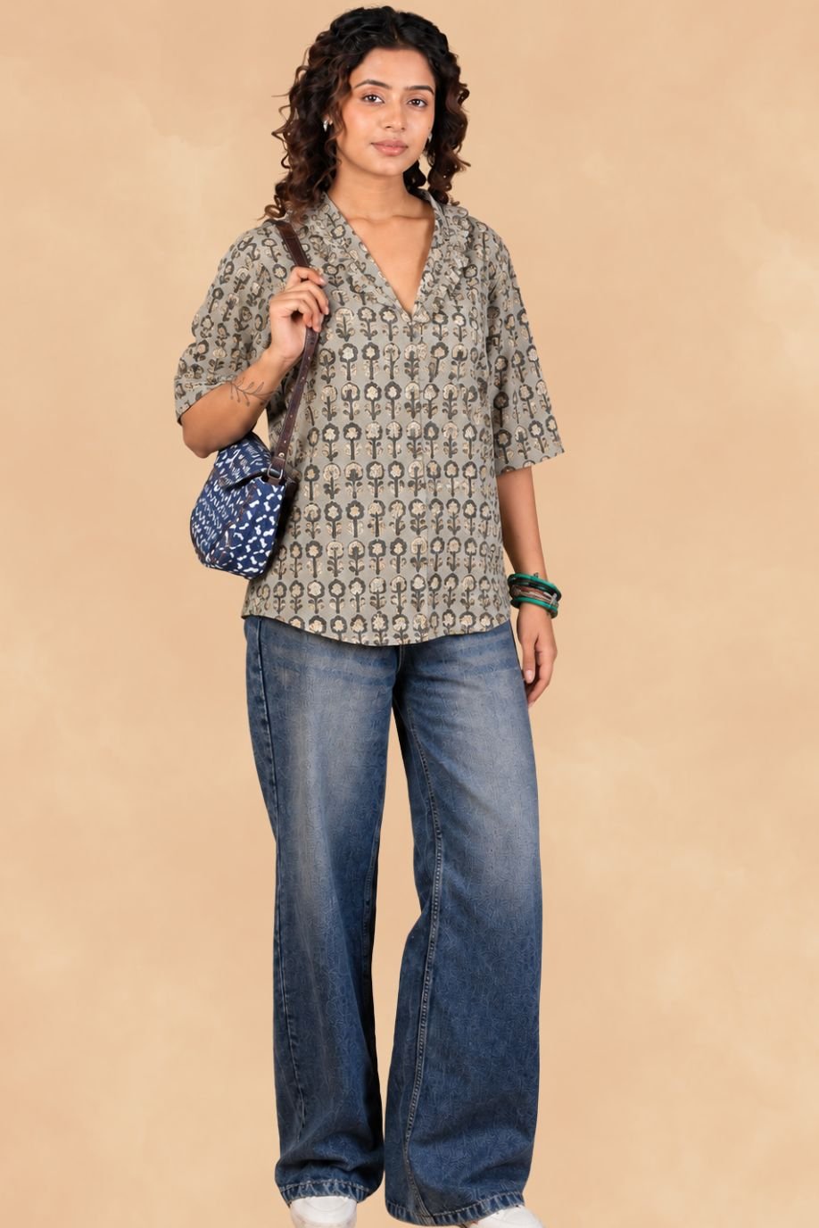 AJRAKH VEERA TOP WITH RUFFLE