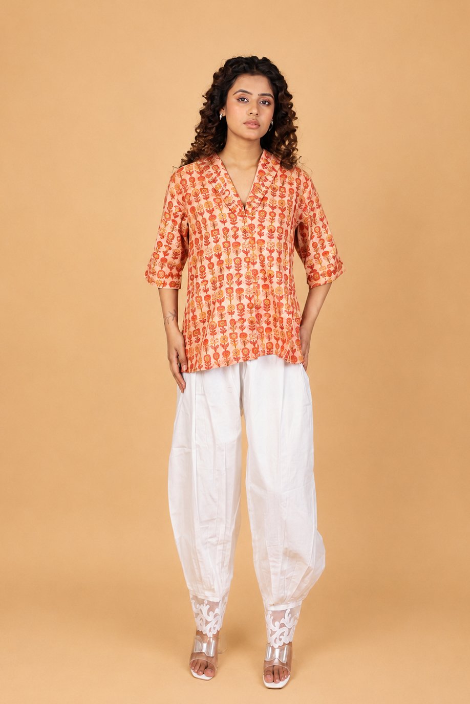 AJRAKH VEERA TOP WITH RUFFLE