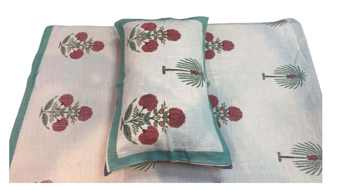 Mughal Garden Bed cover with 2 pillow covers set