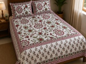 Abstract Flower Bedsheet with 2 pillow covers set