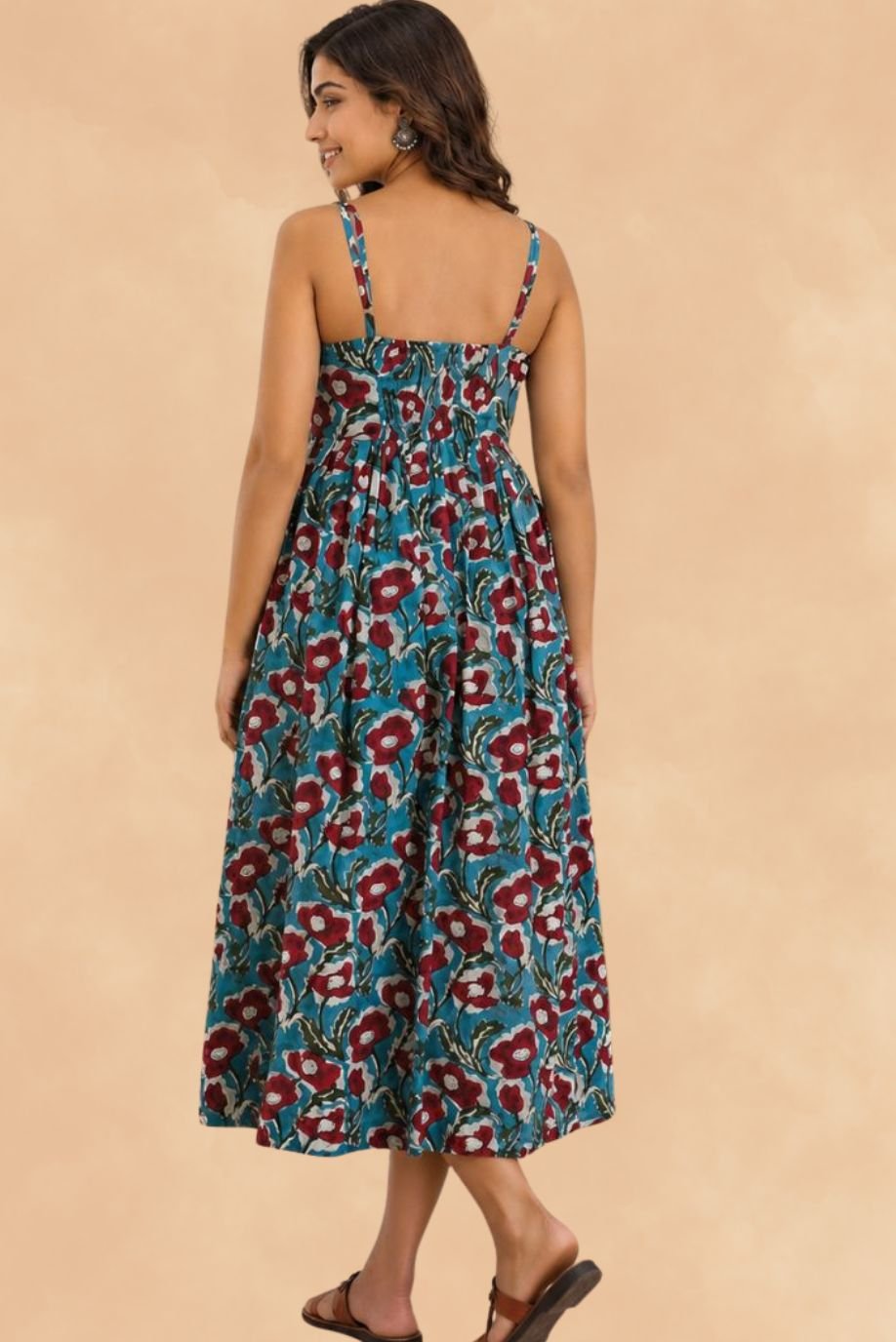 RESHMA DRESS-STRAPES AND BACK WITH SMOCKING DETAIL