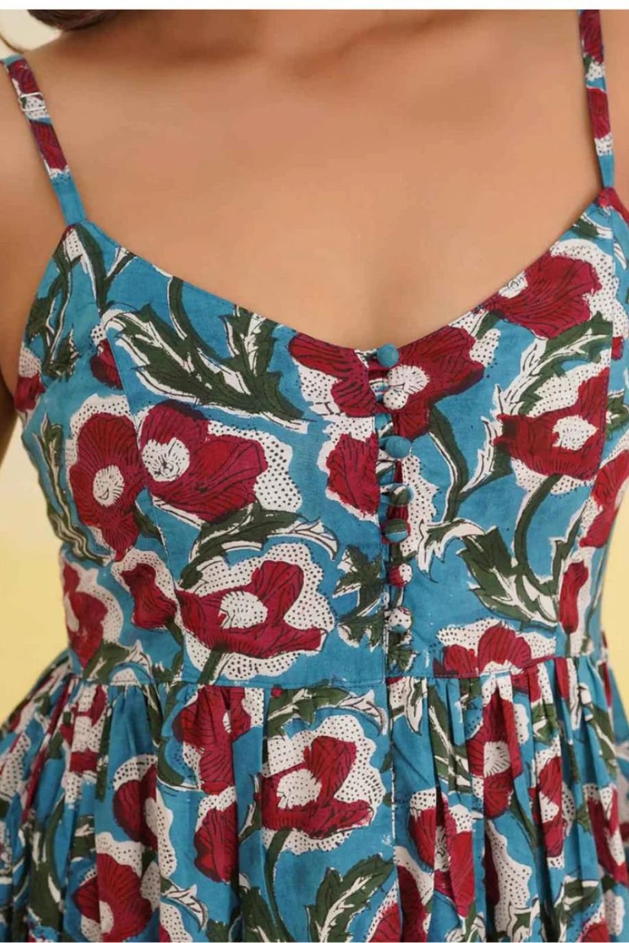 RESHMA DRESS-STRAPES AND BACK WITH SMOCKING DETAIL