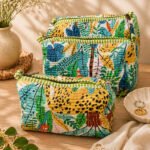 Hand Printed 3-in-1 Quilted Travel Pouch Set