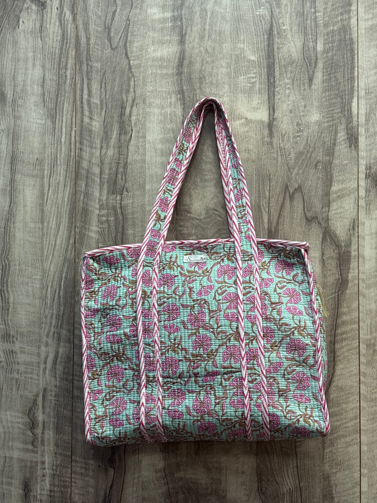 Hand Printed Quilted TOTE BAG