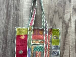 Hand Printed Quilted Patch work TOTE BAG